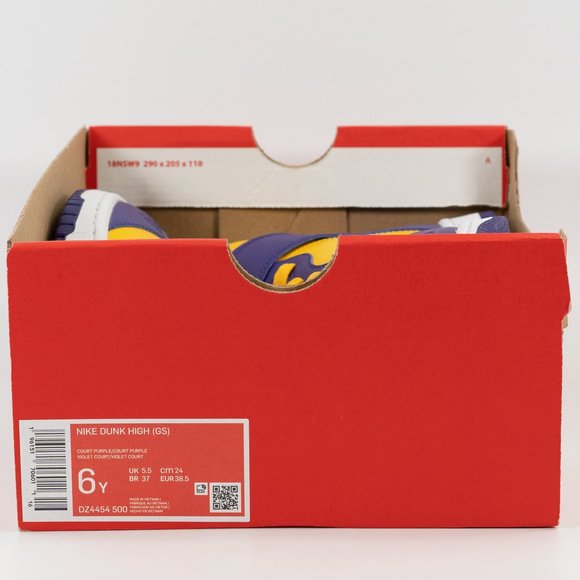 Nike Dunk High GS 'Lakers' DZ4454-500 size 6 Youth 7.5 Women - Picture 9 of 9